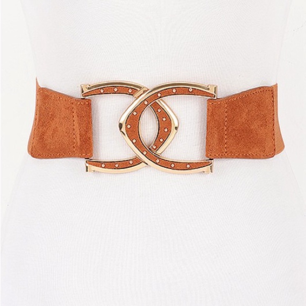 Chic Camel Belt with Gold Accent